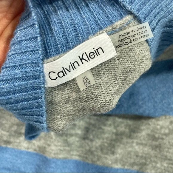 New Calvin Klein Womens Sweater Stripe Blue Grey Size XL - Picture 6 of 6